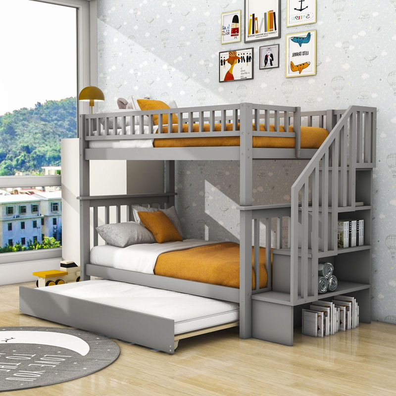 Lit superposé simple au-dessus de simple avec lit gigogne Wyncliff par Harriet Bee, Gris