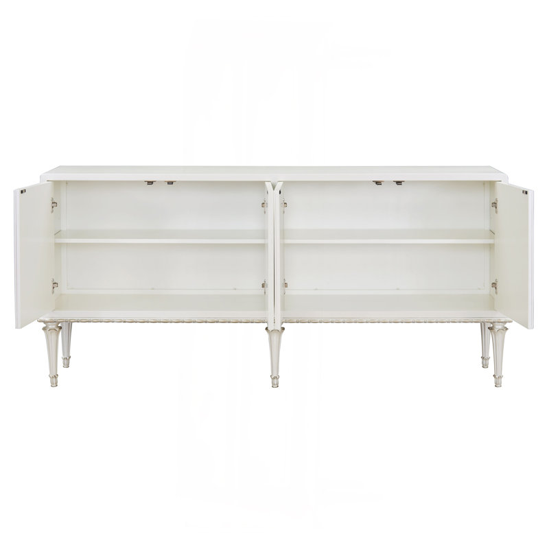 Armoire console Ansaldo blanc perle et argent scintillant