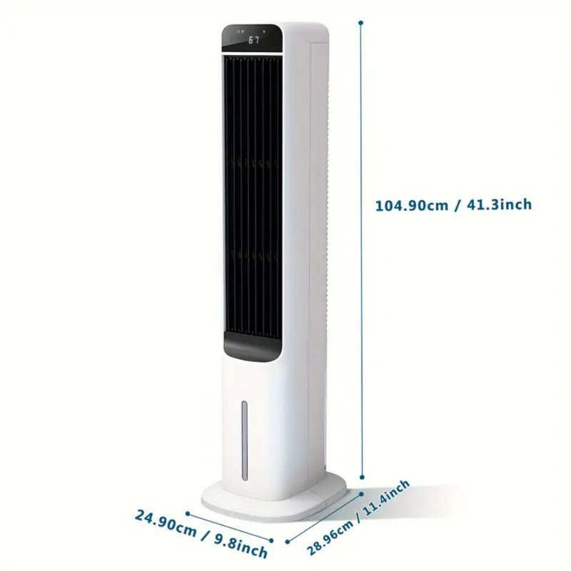 Evaporative Air Cooler Quiet Cooling Fan Swamp Cooler With Water Refilling, 4 Ice Boxes Remote Control 100° Oscillation 3 Speed And 3 Wind Type For Home Office, More Cold Tower Fan