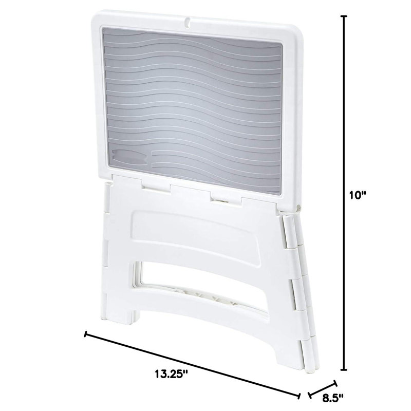 Mini Folding Step Stool, Short, Foldable, Lightweight With Slip Resistant Treads And Non-Slip Feet, White