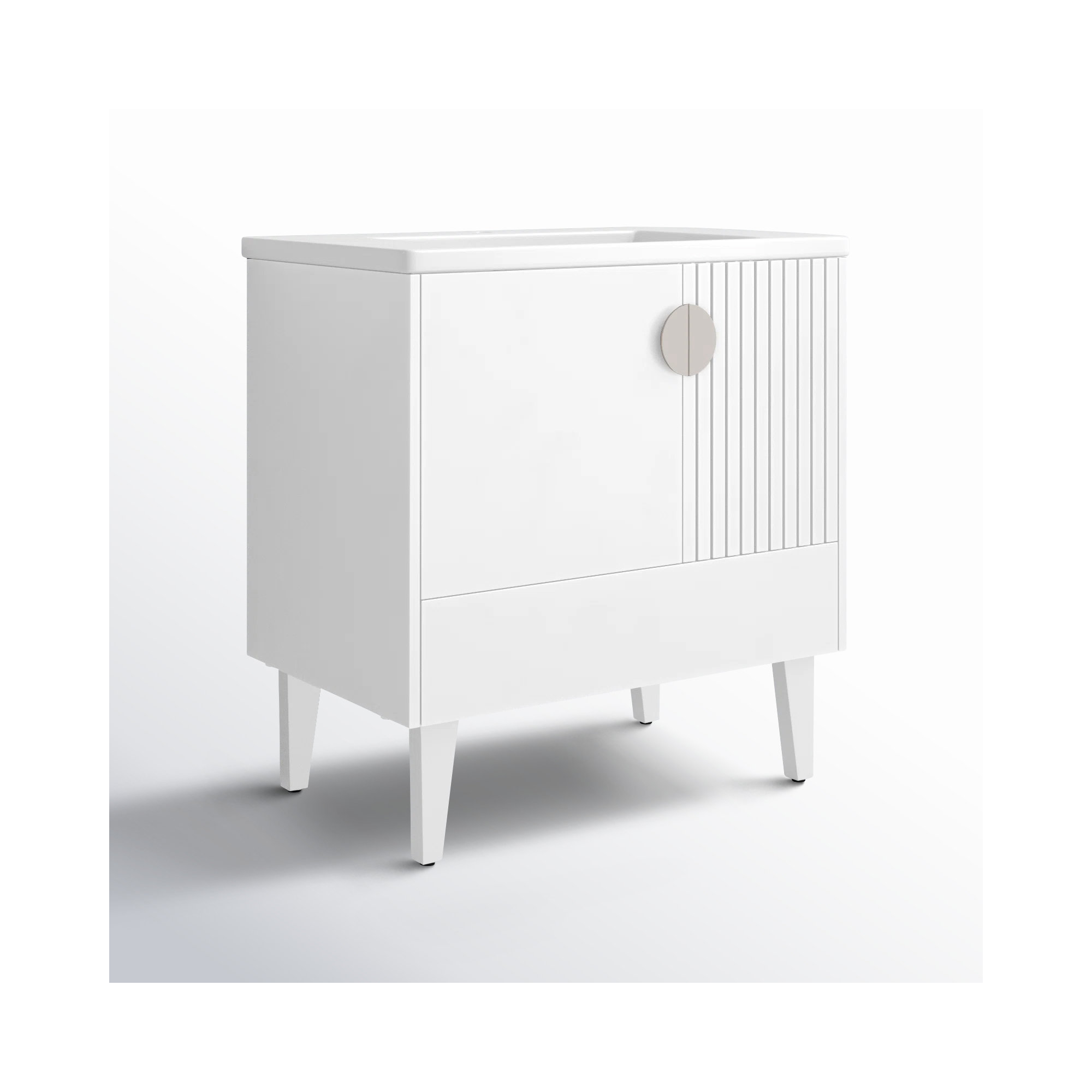Saimah 30'' Single Bathroom Vanity, White Matte, Satin Nickel