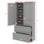 Large armoire de rangement autoportante pour salle de bain avec tablette en panneau de fibres à densité moyenne ajustable à 2 tiroirs, finition peinte grise