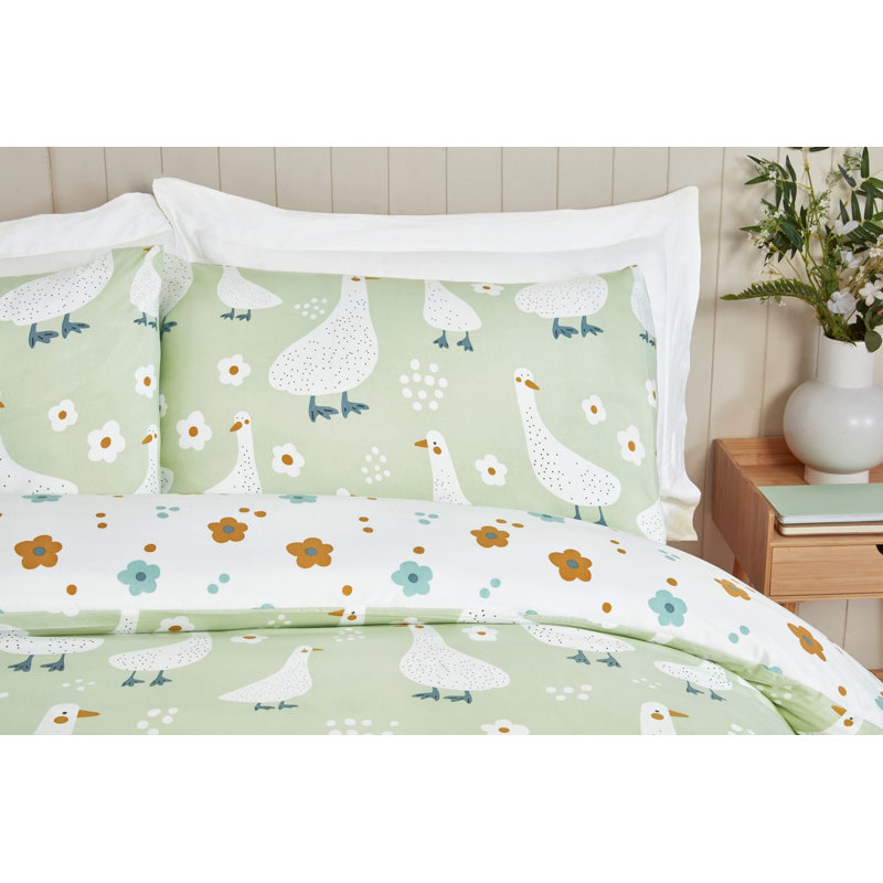 Jemima Polyester Floral Duvet Cover Set, Green, King Duvet Cover Set + 2 Standard Pillowcases
