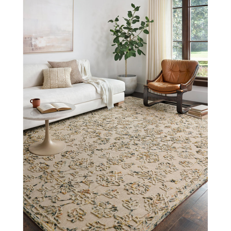Eringisl Wool Floral Indoor Rug, Square 1'6"