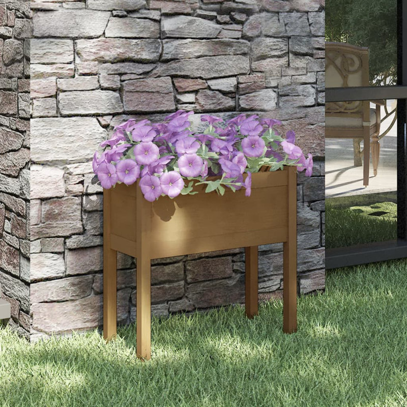 Alasteir Wood Planter Box, 70cm H x 70cm W x 70cm D, Brown