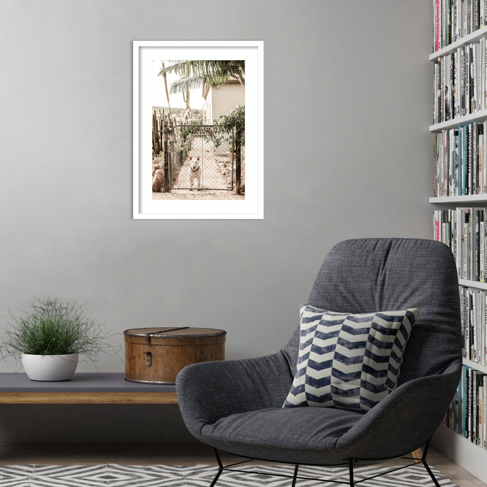 No Entry by Shot by Clint Wood Framed Wall Art Print, 25" H x 19" W, White
