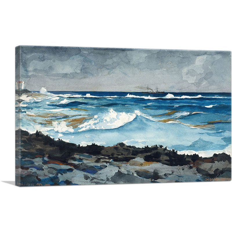 «Shore and Surf Nassau 1899» par Winslow Homer, reproduction d'art sur toile tendue, H 12 po x l 18 po x 1,5 po