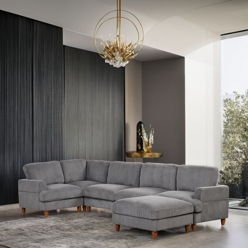 Canapé modulaire 6 pièces Chaparosa, Mélange de polyester gris