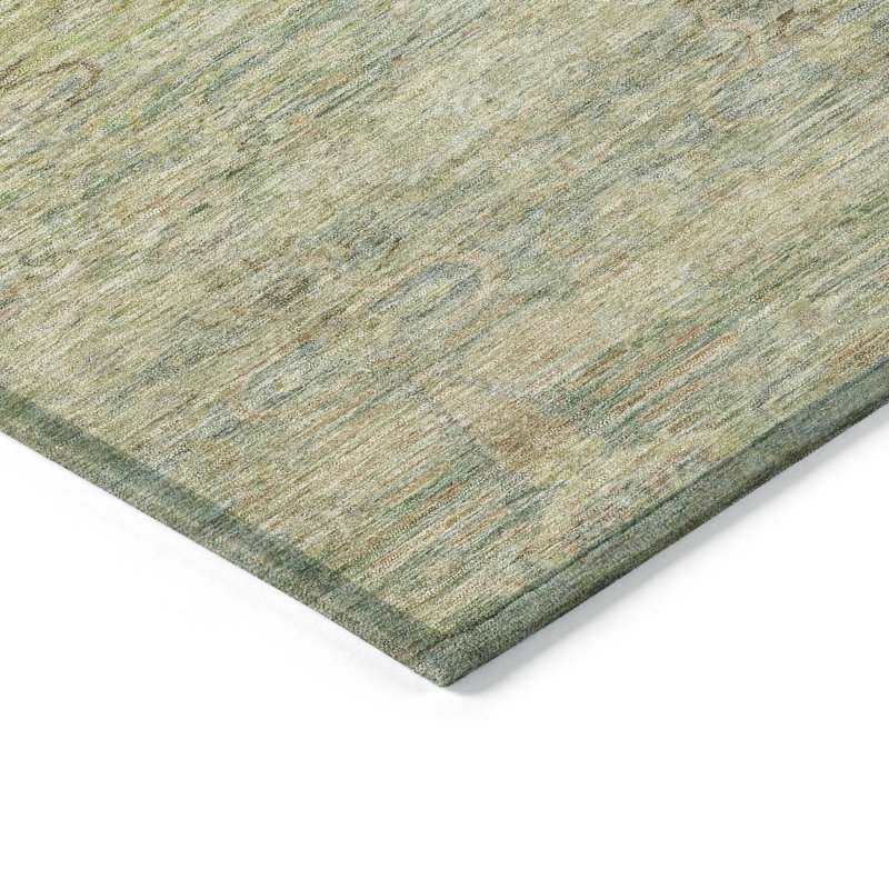 Tapis vert intérieur / extérieur lavable à la machine Xhevrie, Rectangle 9 pi x 12 pi