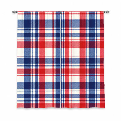2 pièces de rideaux écossais classiques, tissu filtrant la lumière, motif tartan rétro, parasol et protection de la vie privée, passe-tringle, pour le salon, la chambre à coucher, le balcon, la cuisine