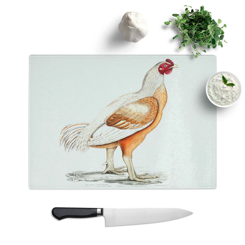 Glass Malabar Cock by John Edward Gray Chopping Board, 39 cm W x 28.5 cm L