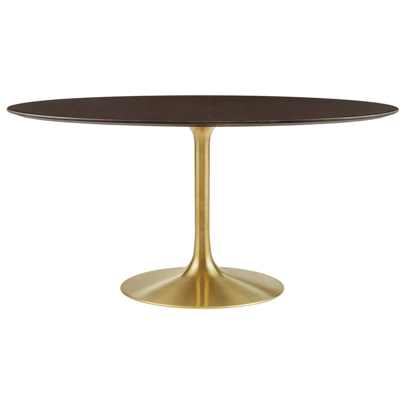 Lippa Dining Table by Modway, Gold, Cherry Walnut, 60"L x 40"W