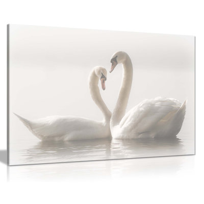 White Swans Couples - Wrapped Canvas Print