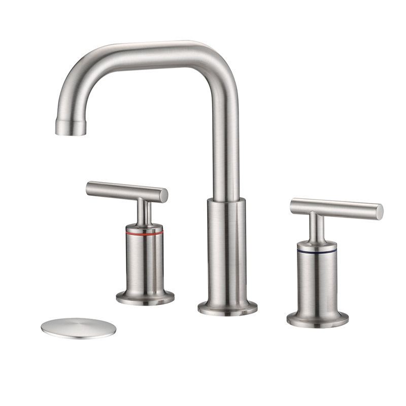 Widespread 2-handle Bathroom Faucet with Drain Assembly, Brushed Nickel