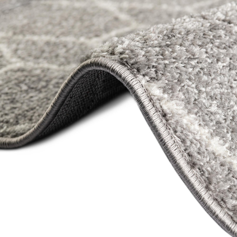 Tapis géométrique Debrodie, Rectangle 7 pi 10 po x 11 pi, Gris clair