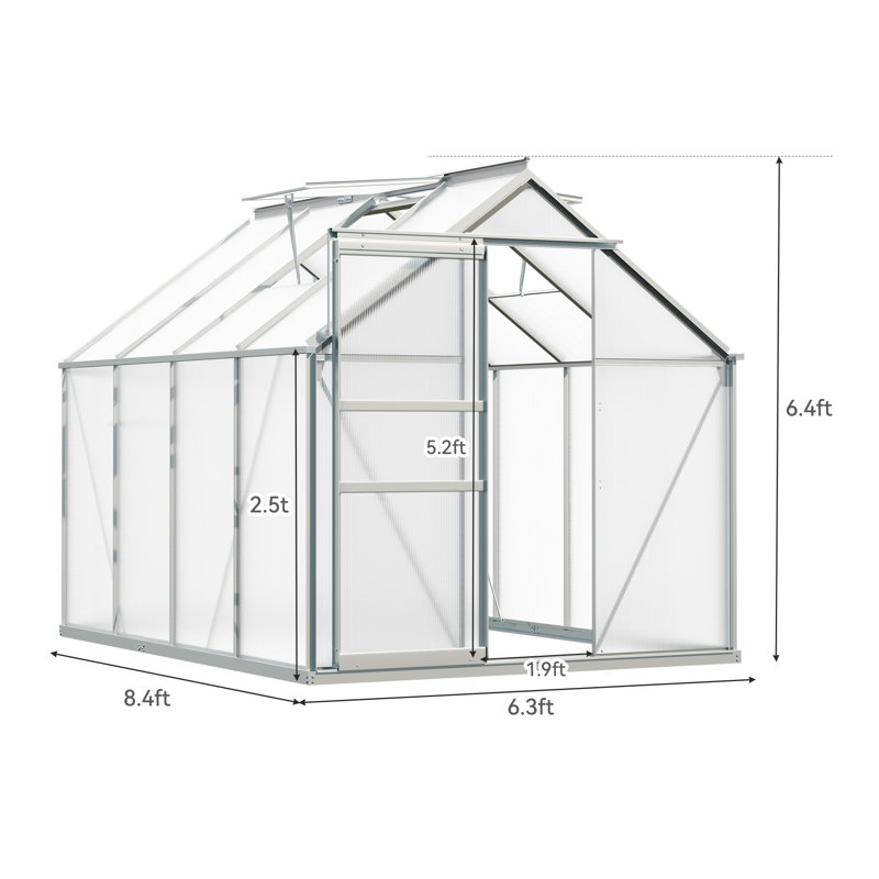 6'W X 4/6/8/10/12'D Heavy-duty Walk-in Hobby Greenhouse, 76.8" H x 75.6" W x 100.8" D