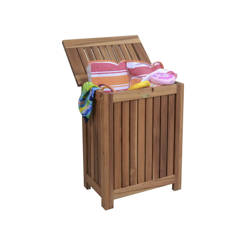 EcoDecors Storage Hamper Standard Solid Teak Deck Box, Natural Teak, Large (28" H x 20.1" W x 13" D)