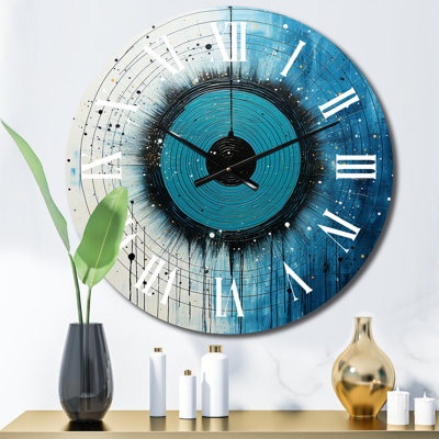 White Blue Minimalism Moon Wall Clock