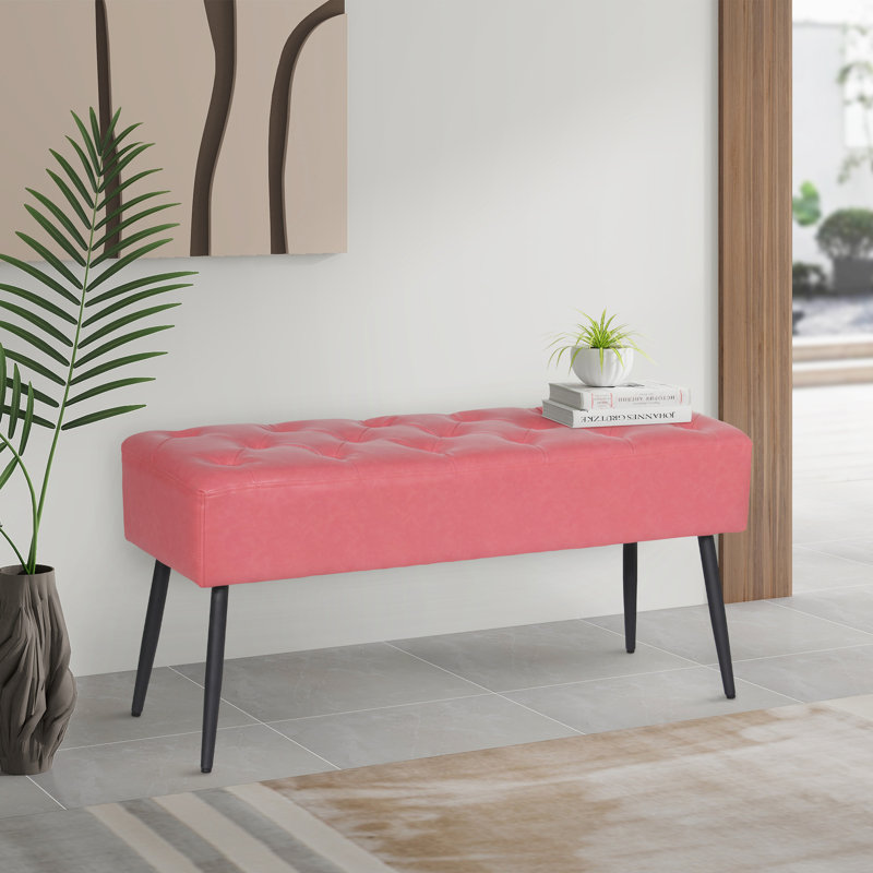 Dorly 38" Upholstered Bedroom Bench, Rose