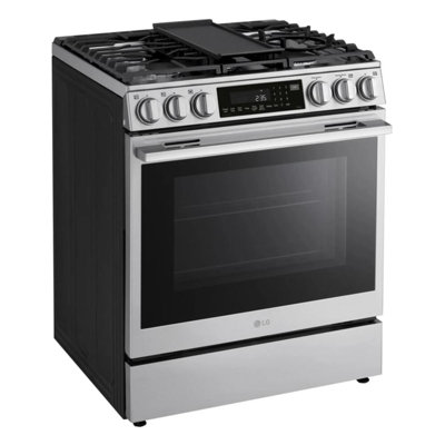 Cuisinière à gaz coulissante intelligente de 6,3 pi cu de LG avec instaview, convection et friture d'air