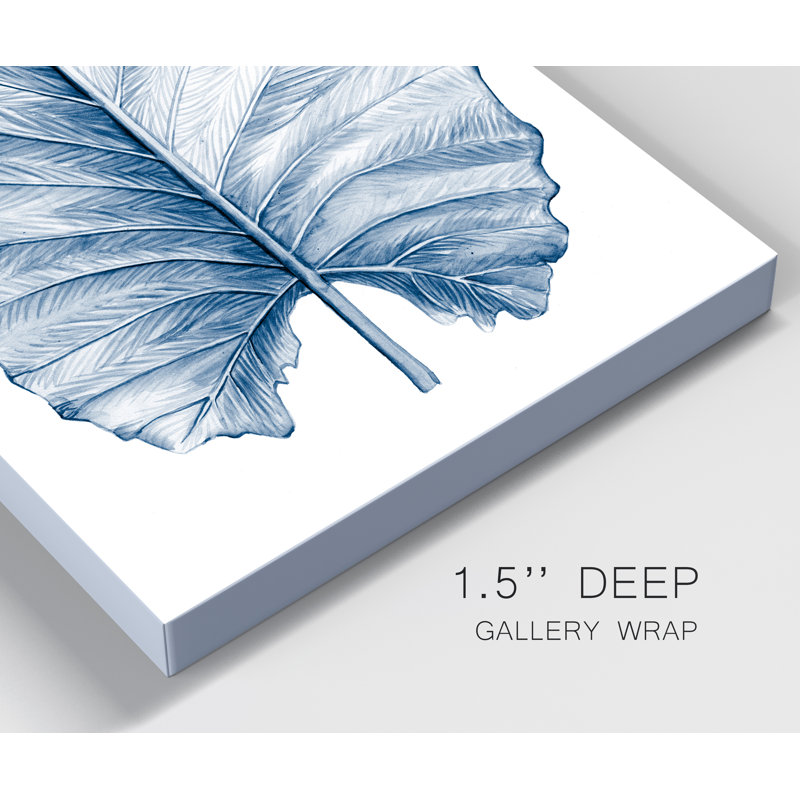 Reproduction d’art sur toile tendue « Indigo tropical Leaves III », H 36 po x l 24 po x P 1 po