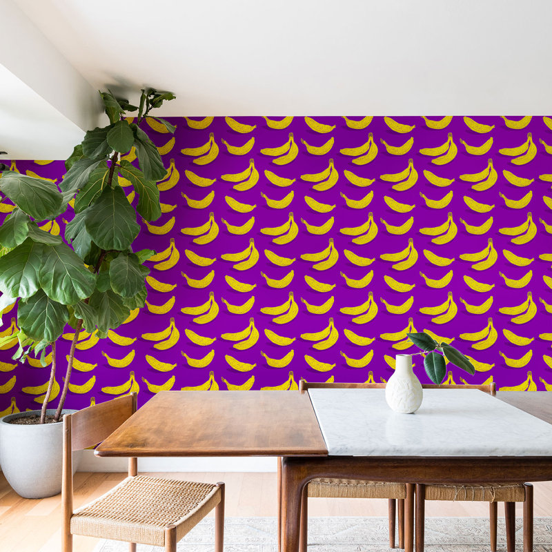 Panneau de papier peint adhésif mat 10 pi x 24 po Kenilworth Bright Bananas, 10' L x 24" W