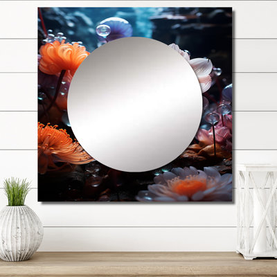 Grand miroir carré Ridlon - corail sous l'eau II