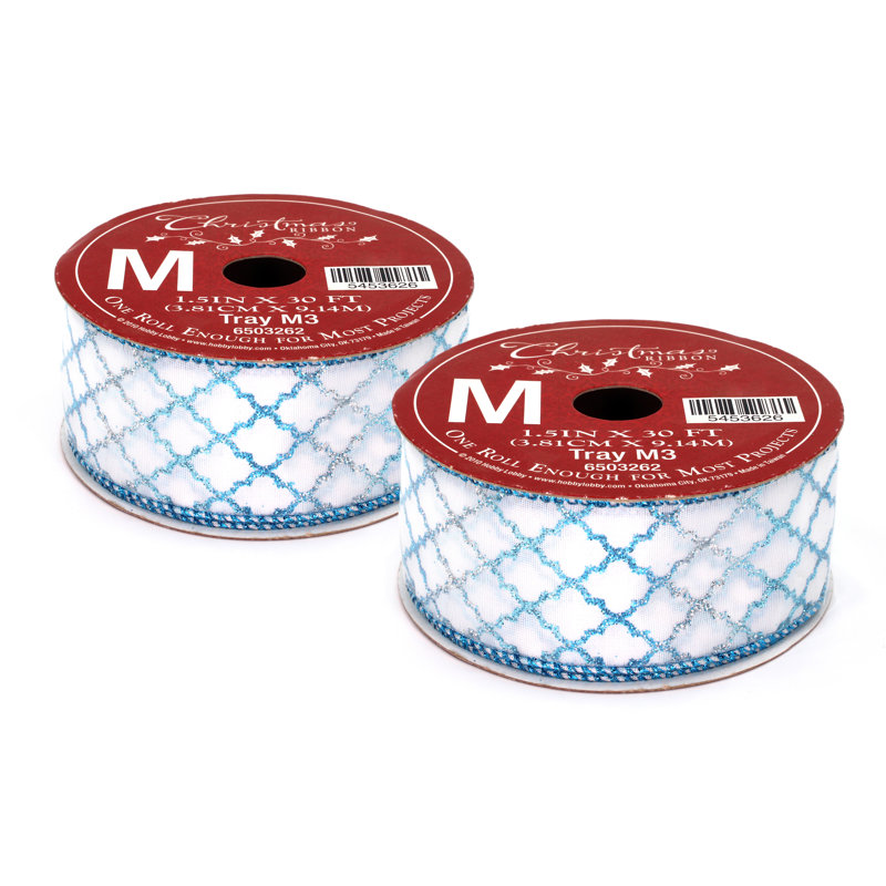 Ruban de tissu, Argent / turquoise