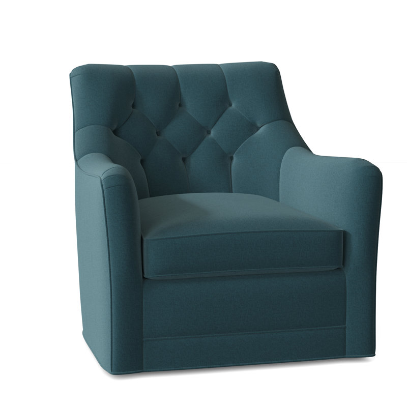 Fauteuil pivotant touffeté l 32 po Emery, Polyester turquoise 8789
