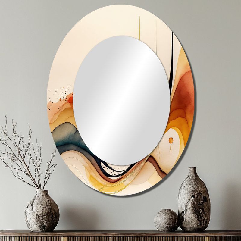 Miroir mural ovale brûlé orange, 40 po x 30 po