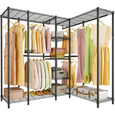 VIPEK L50 L-Shaped Heavy Duty Clothes Rack, Large Corner Freestanding Wardrobe with 1300lb Capacity,Black