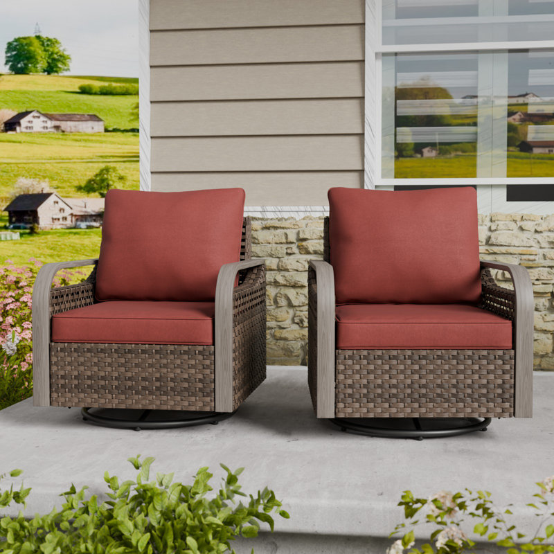  Fauteuil club oscillant et pivotant avec coussins Teag, Rouge