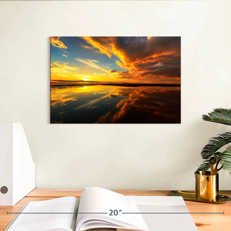 Gillard, lever du soleil, ciel, mer, reflet, H 8 po x l 12 po