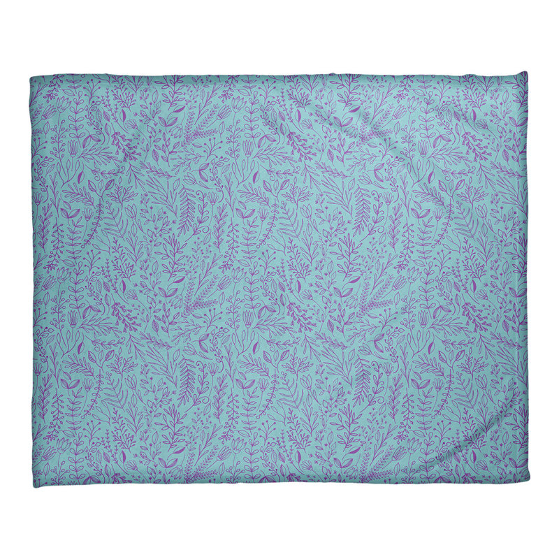 Couverture florale ditsy Katelyn Elizabeth, l 52,5 po x L 62,5 po, Bleu / Mauve