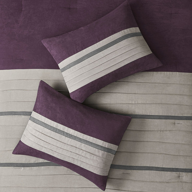 Édredon très grand pourpre - Faux suède avec 1 jupe de lit et 2 taies décoratives, Mauve
