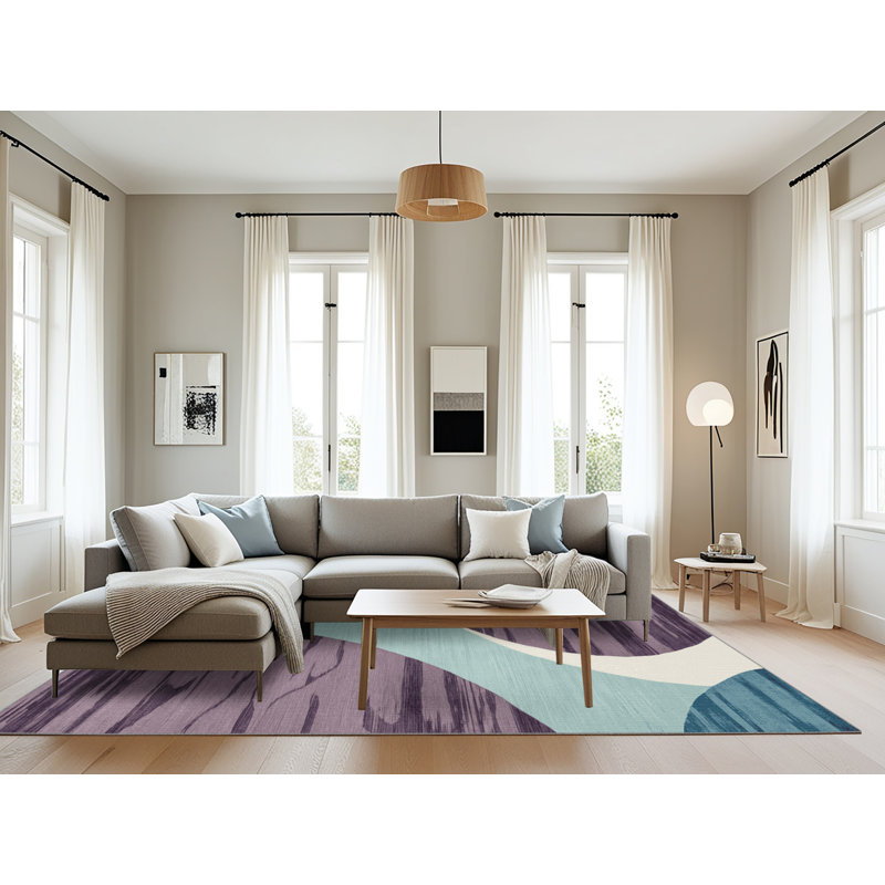 Tapis rose aquarelle lavable à la machine, Rectangulaire 8 pi x 10 pi