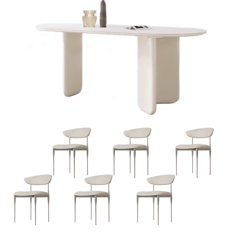 Ensemble de table de salle à manger simple et charmant en pierre frittée, H 29,53 po x L 62,99 po x l 31,5 po