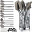 Ensemble d'ustensiles de cuisine 38 pièces en silicone avec poignées en acier inoxydable et support de rangement, ensemble d'outils de cuisine avec tasses à mesurer