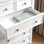 Commode 6 tiroirs blanche - Armoire de rangement blanche et spacieuse pour le salon, mécanisme de basculement