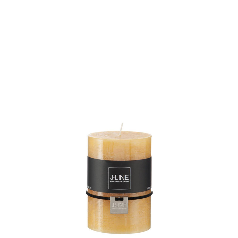 Unscented Jar Candle with Glass Holder, 7.5cm H x 5cm W x 5cm D, Ochre