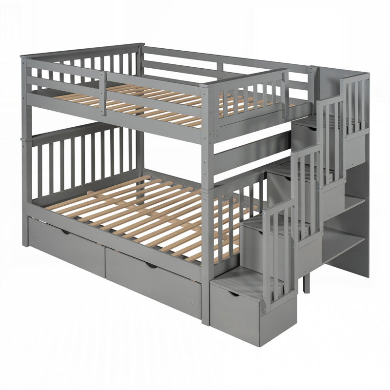 Lit superposé multifonctionnel avec escalier et rangement parfait pour économiser de l'espace et améliorer l'organisation de la pièce