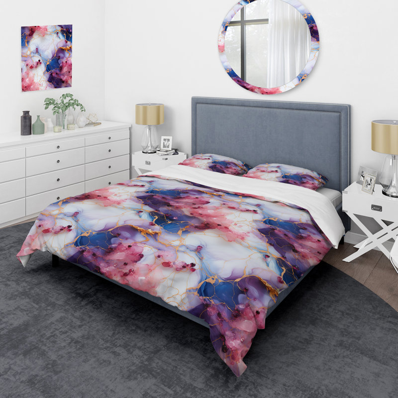 Fantasy Marble Pattern I Marble Duvet Cover, Twin Duvet Cover + 1 Standard Sham