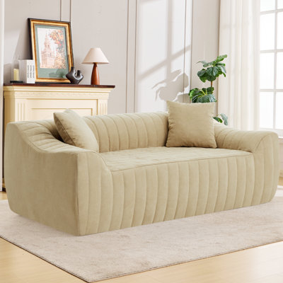 Faux Leather Loveseat Couch, 78" Deep Seat Modern Sofa with 2 Pillows, Space Saving Two Person Sofa for Apartment Living Room Bedroom