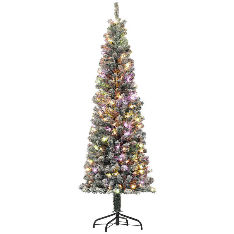 Arbre de Noël 6 pi avec sapin de Noël 6 pi avec 6 lumières DEL bicolores et support en métal, vert, H 6 pi