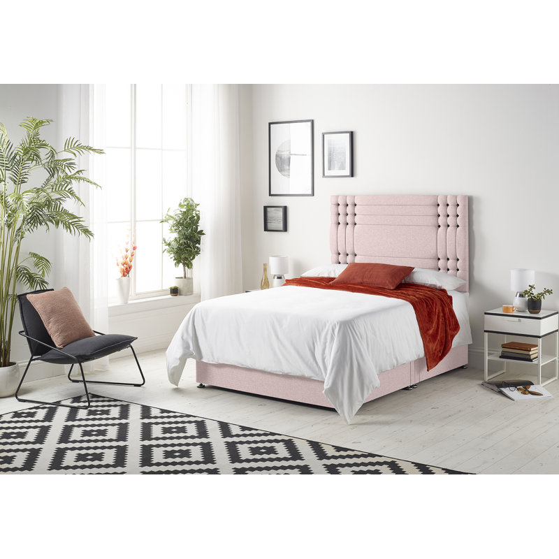 Dennishia Divan Bed Base, 1 Drawer, Pink, Double (4'6)