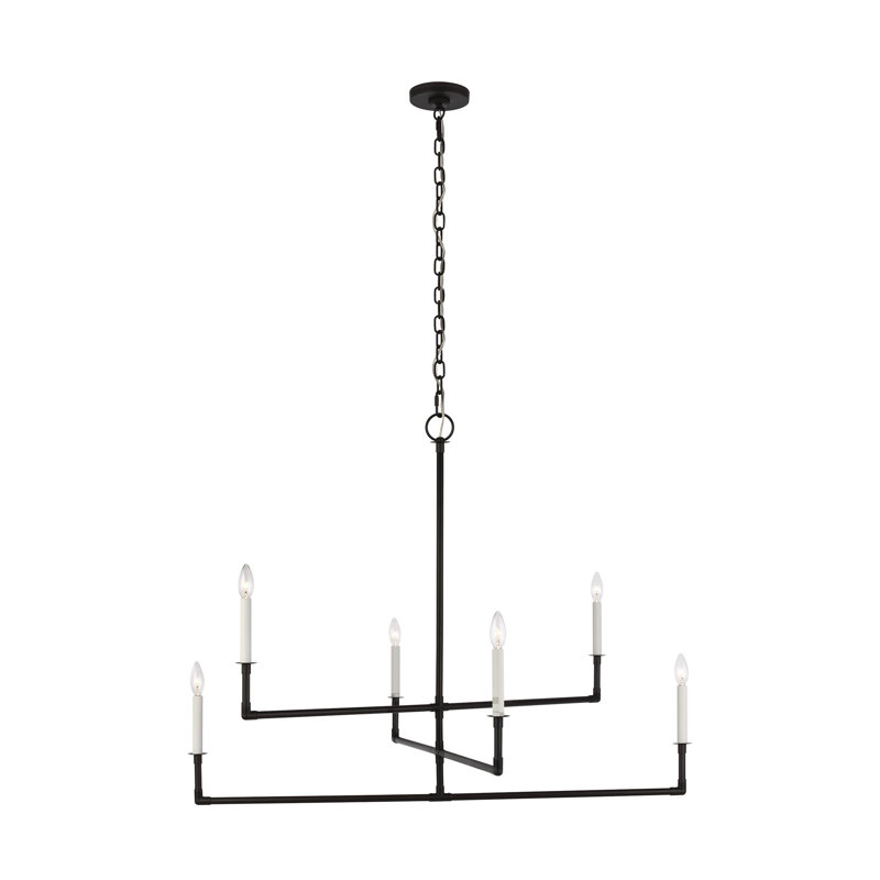 Bayview 6 - Light Chandelier, Aged Iron, 26" H x 32" W x 32" D