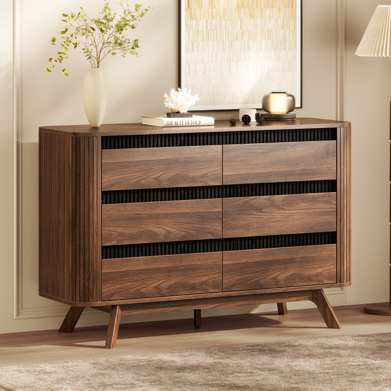6-drawer Dresser 47.2"w Double Dresser Wide Dresser, Brown
