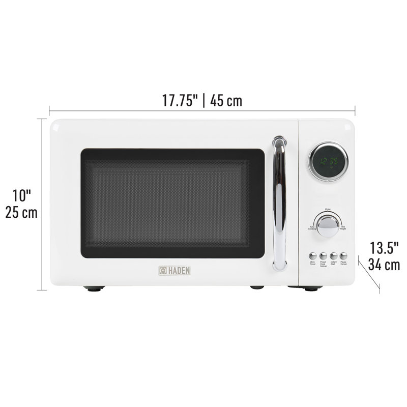 Ivory Stainless Steel Compact Countertop Microwave Oven