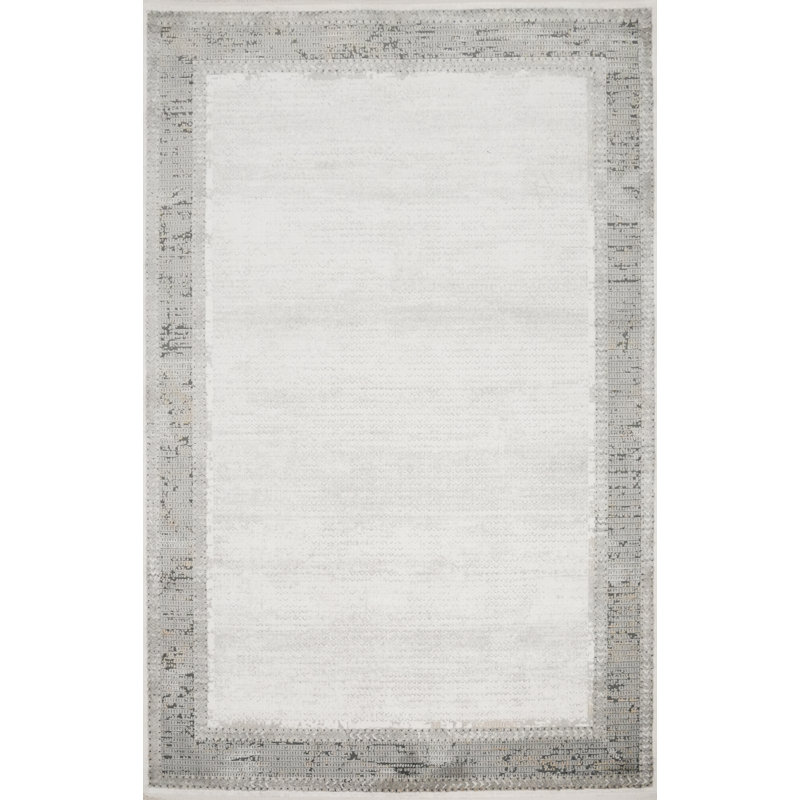 Tapis minimaliste 5 x 7 pour espaces modernes dans des tons ivoire et gris doux