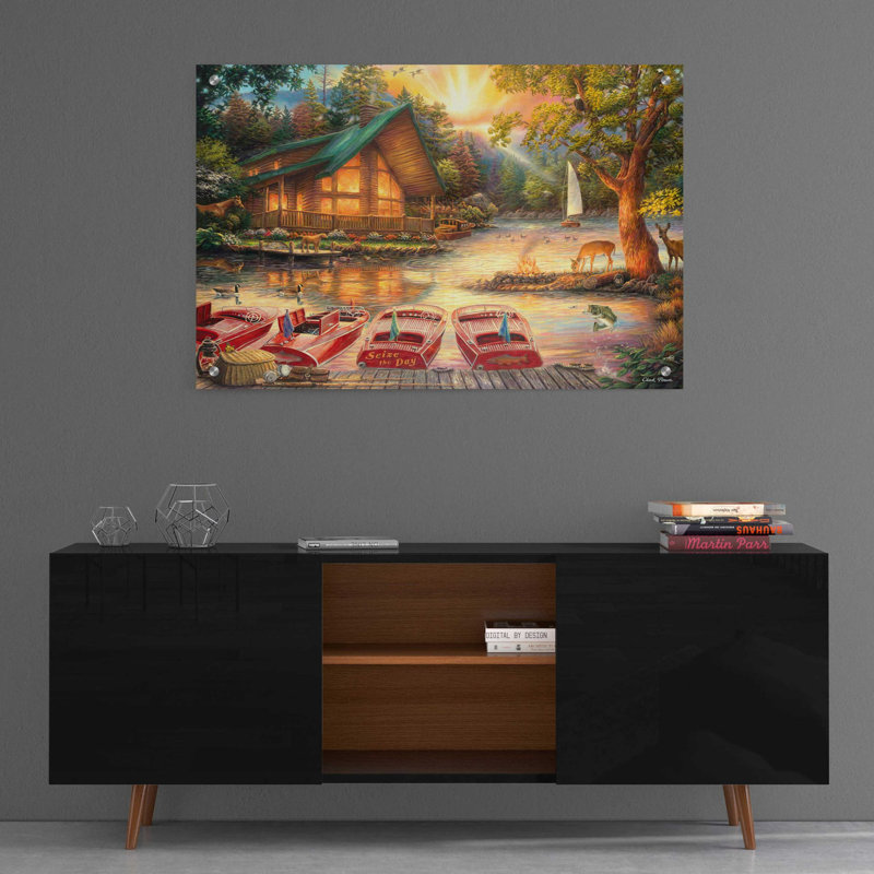 «Seize the Day» par Chuck Pinson, art mural en verre acrylique, H 24 po x l 36 po x P 0,2 po